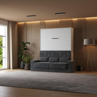 Murphy bed with sofa M1 160x200 Vertical  White/White...