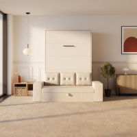 Murphy bed with sofa M1 160x200 Vertical  White/White...